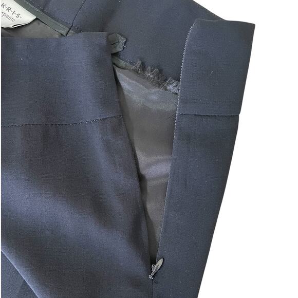 Akris Punto Wool Crepe Straight Leg Flat Front Pants Black Size 6 Career Office - Picture 4 of 12